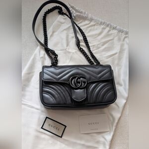 Gucci Black GG Marmont Quilted Leather Chain Bag